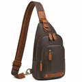 Borsa monospalla 18 x 8 x 32 cm in pelle sintetica marrone con tracolla regolabile