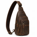 Borsa a tracolla 17 x 8 x 30 cm in similpelle marrone stile vintage con tasche con zip