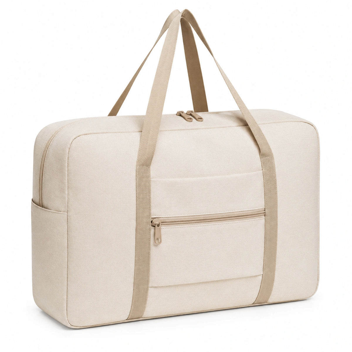 Borsa da viaggio 50 x 25 x 35 cm in tessuto beige con tasca frontale