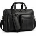 Borsa portadocumenti 42 x 30 x 12 cm in similpelle nera - tracolla e scomparti