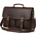 Borsa portadocumenti 40 cm in pelle marrone - tracolla regolabile stile vintage