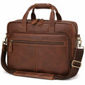 Borsa portadocumenti 40 cm in pelle marrone - tracolla regolabile e tasche con zip