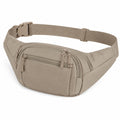 Marsupio 30 x 15 x 8 cm in tessuto sintetico beige con cintura regolabile e tasche zip