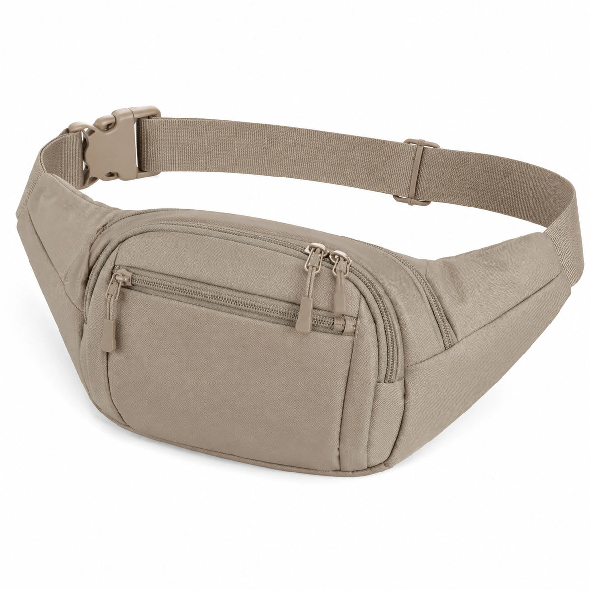 Marsupio 30 x 15 x 8 cm in tessuto sintetico beige con cintura regolabile e tasche zip