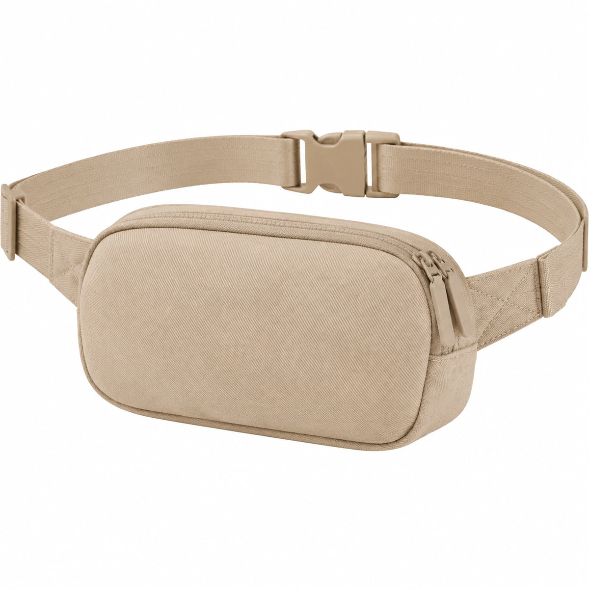 Marsupio 25 x 15 x 6 cm in tessuto beige - borsa a vita regolabile con doppia cerniera