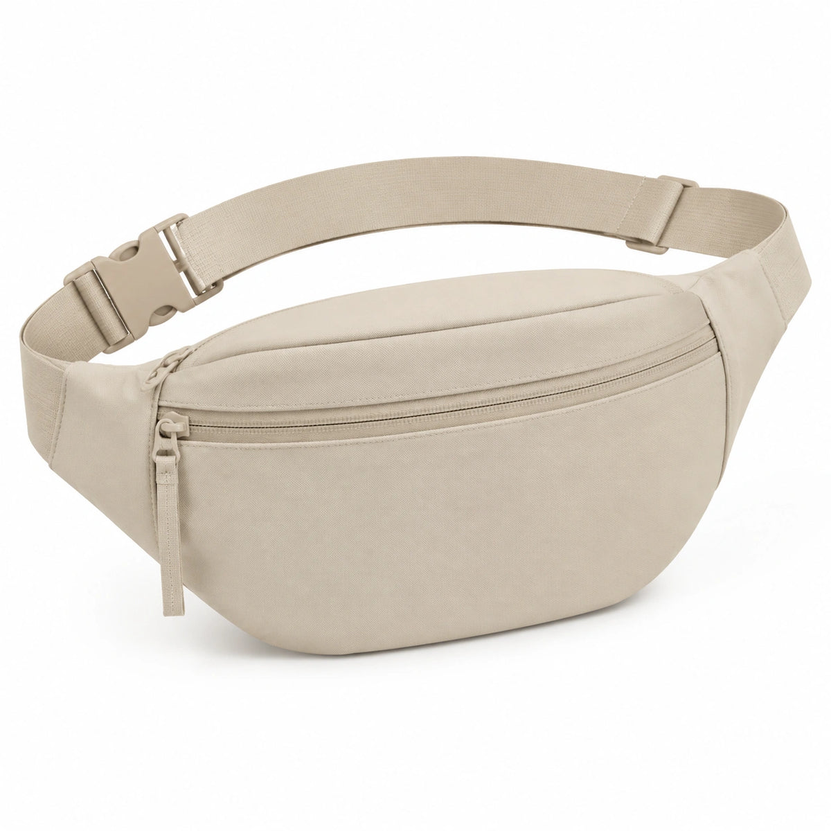 Marsupio 30 x 15 x 8 cm in tessuto sintetico beige - cintura regolabile e tasche con zip