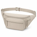 Marsupio 30 x 15 x 8 cm in tessuto beige con tasche multiple per uso quotidiano