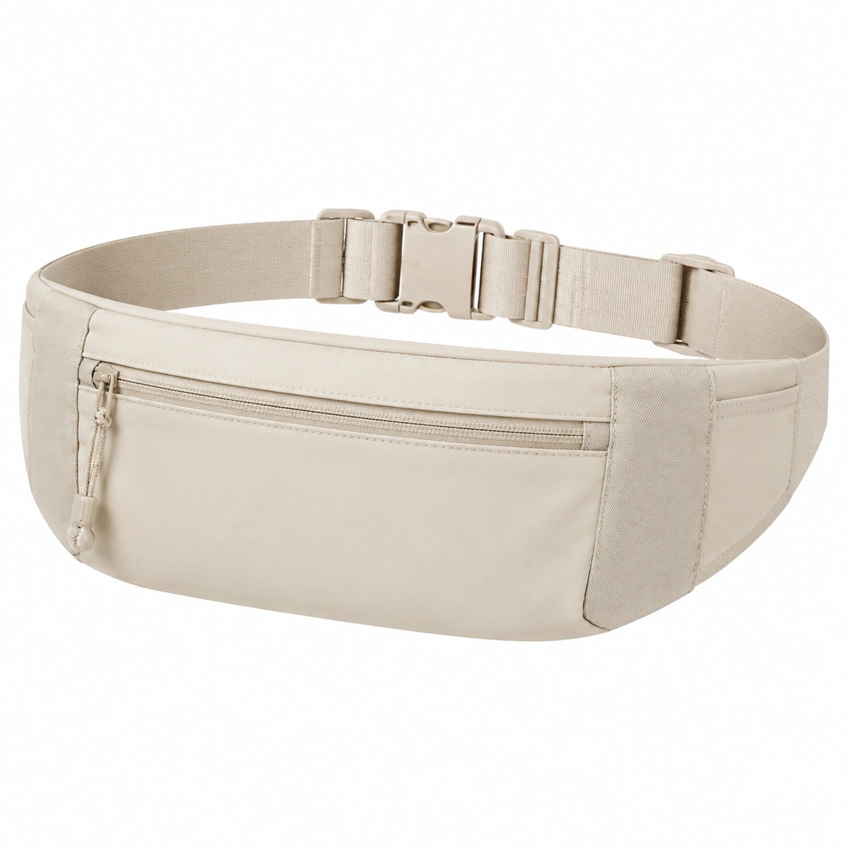 Marsupio 30 cm in tessuto sintetico beige - cintura regolabile con tasca zip