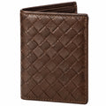 Portafoglio unisex 11 x 9 x 2 cm in similpelle marrone intrecciato pieghevole