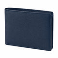 Portafoglio pieghevole 11 x 9 cm in materiale sintetico blu scuro per carte e banconote