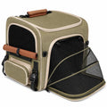 Borsa trasportino per animali 42 x 30 x 30 cm in tessuto sintetico verde kaki con rete espandibile