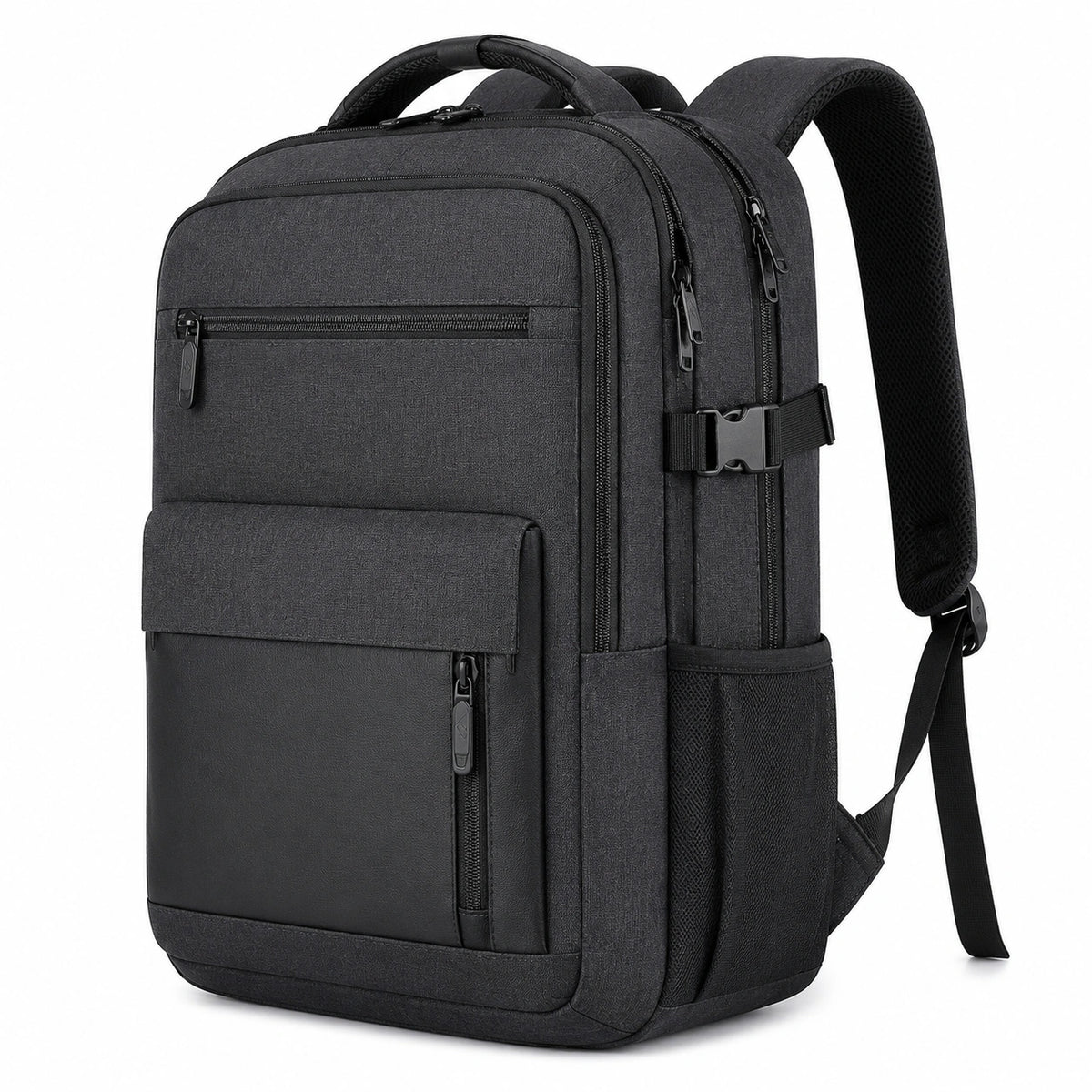 Zaino porta computer 32 x 18 x 48 cm in tessuto sintetico nero - multitasche urbano