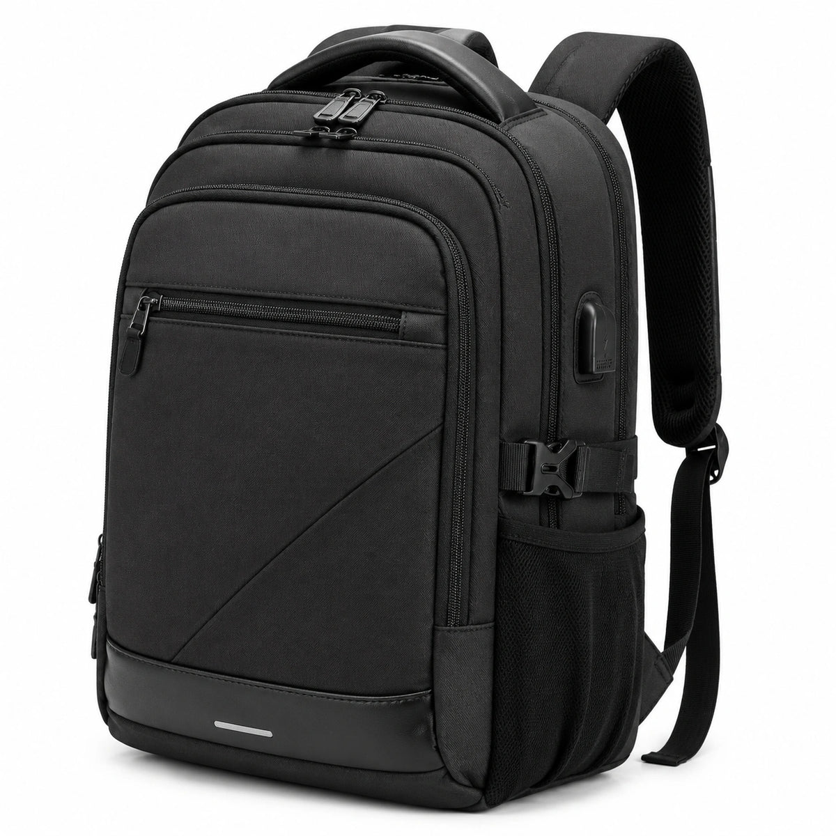 Zaino porta computer 45 x 32 x 18 cm in poliestere nero con scomparti multipli