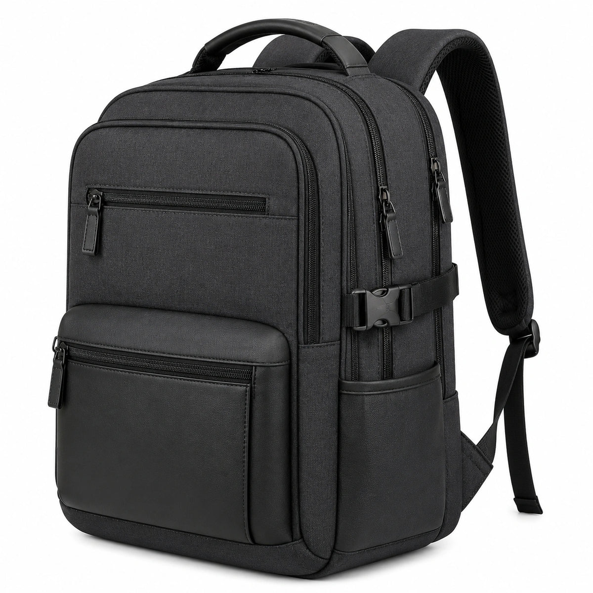 Zaino porta computer 30 x 18 x 45 cm in tessuto nero multifunzione
